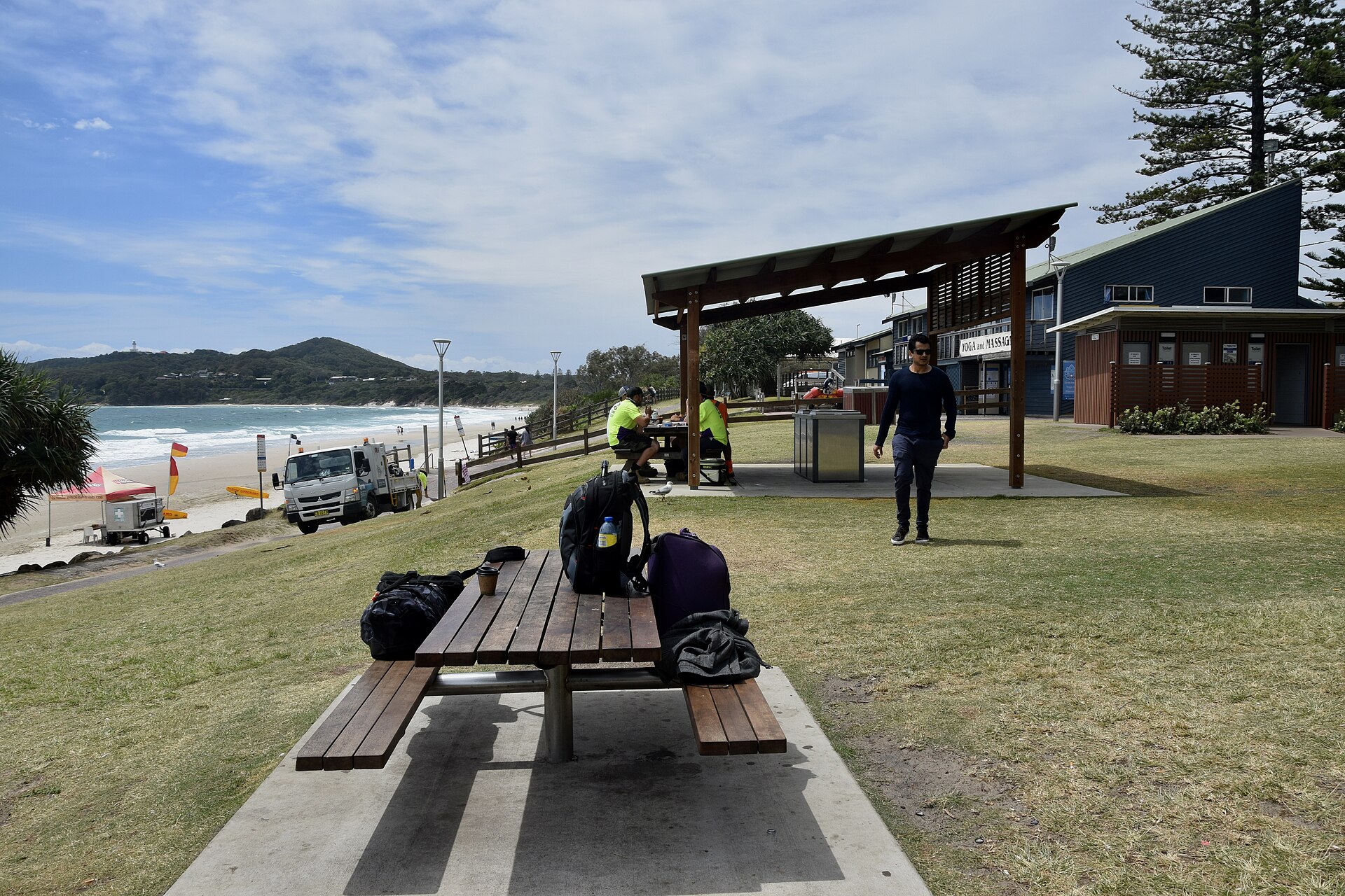 Main Beach in Byron Bay with Cape Byron in the background in the state of New South Wales, Australia.