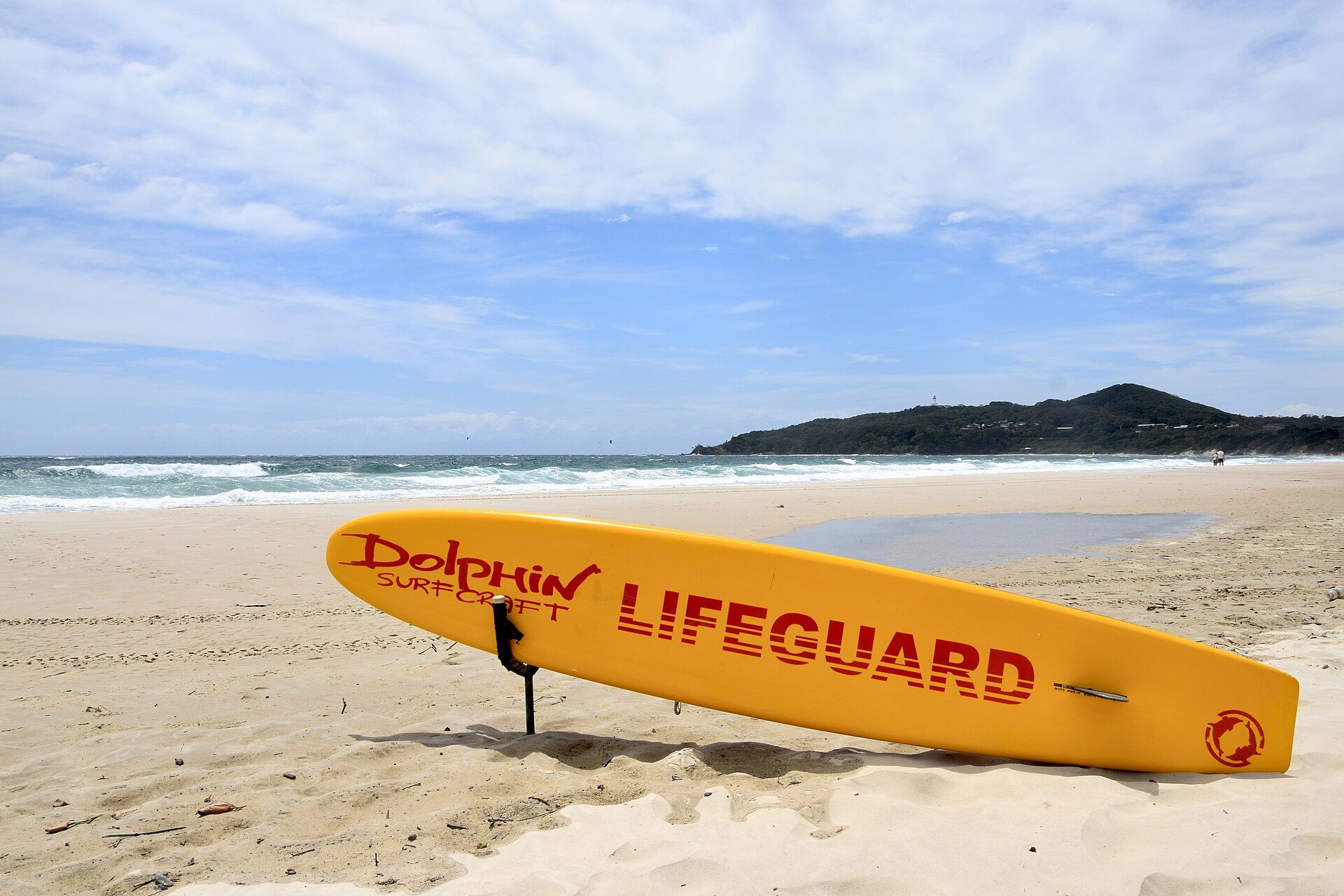 Main Beach in Byron Bay with Cape Byron in the background in the state of New South Wales, Australia.