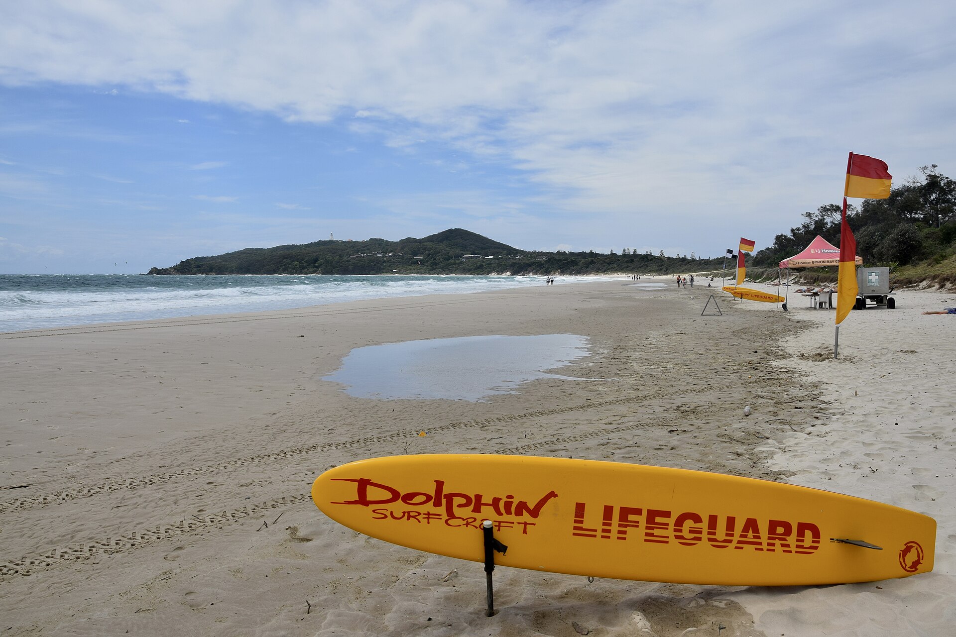 Main Beach in Byron Bay with Cape Byron in the background in the state of New South Wales, Australia.