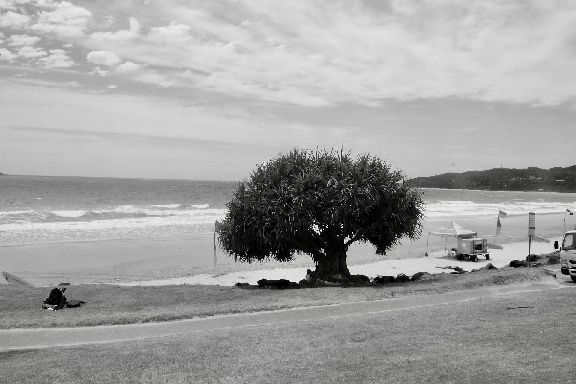 Main Beach in Byron Bay with Cape Byron in the background in the state of New South Wales, Australia.