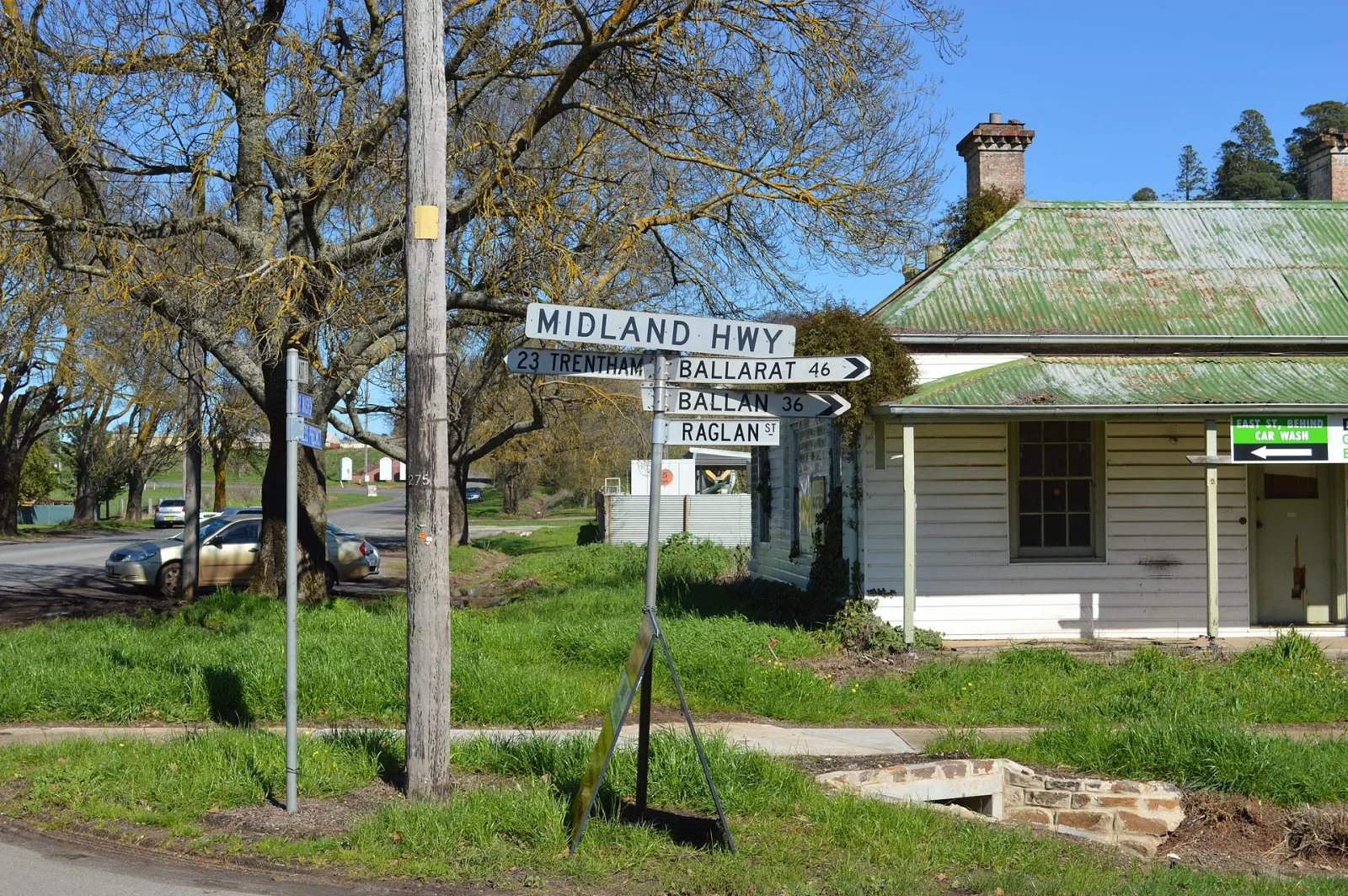 Sign marking the Midland Highway at Daylesford, Victoria