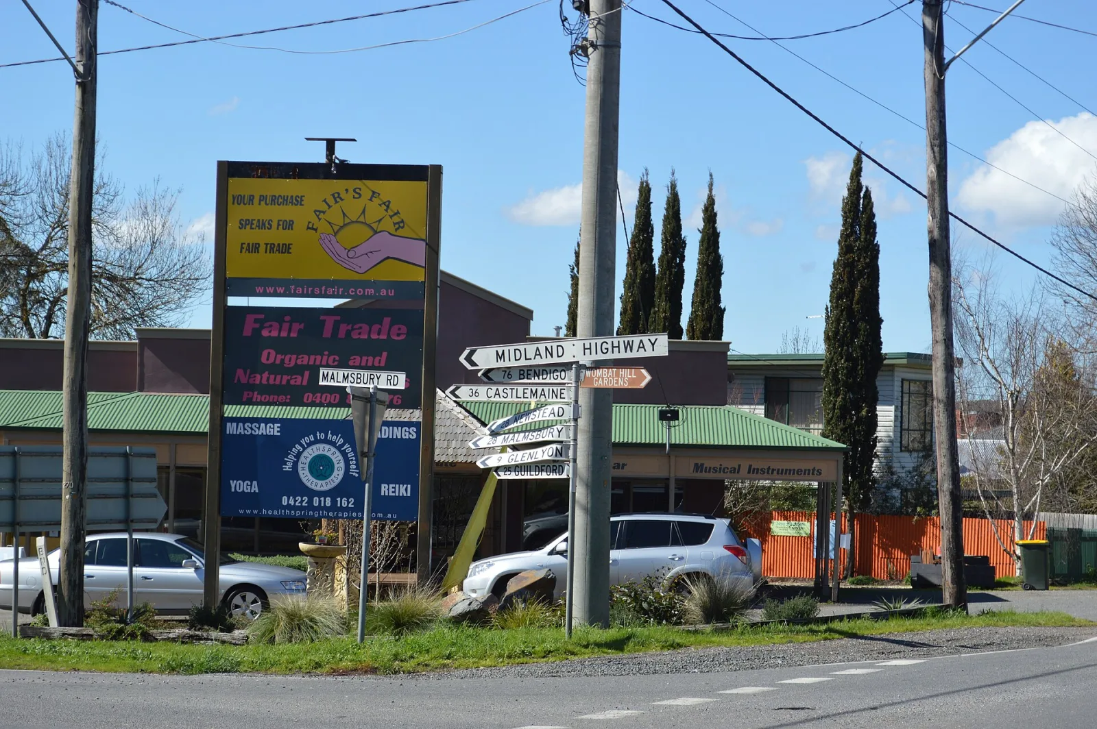 Sign marking the Midland Highway at Daylesford, Victoria