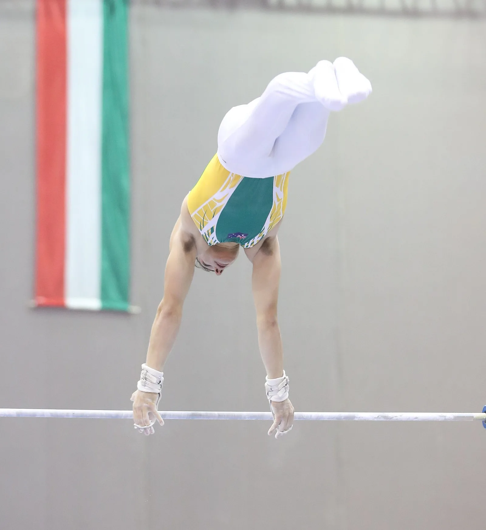 Australia on high bar during the competition at the 15th Austrian TGW Future Cup Linz 2018. Depicted: Ruben Chitters.