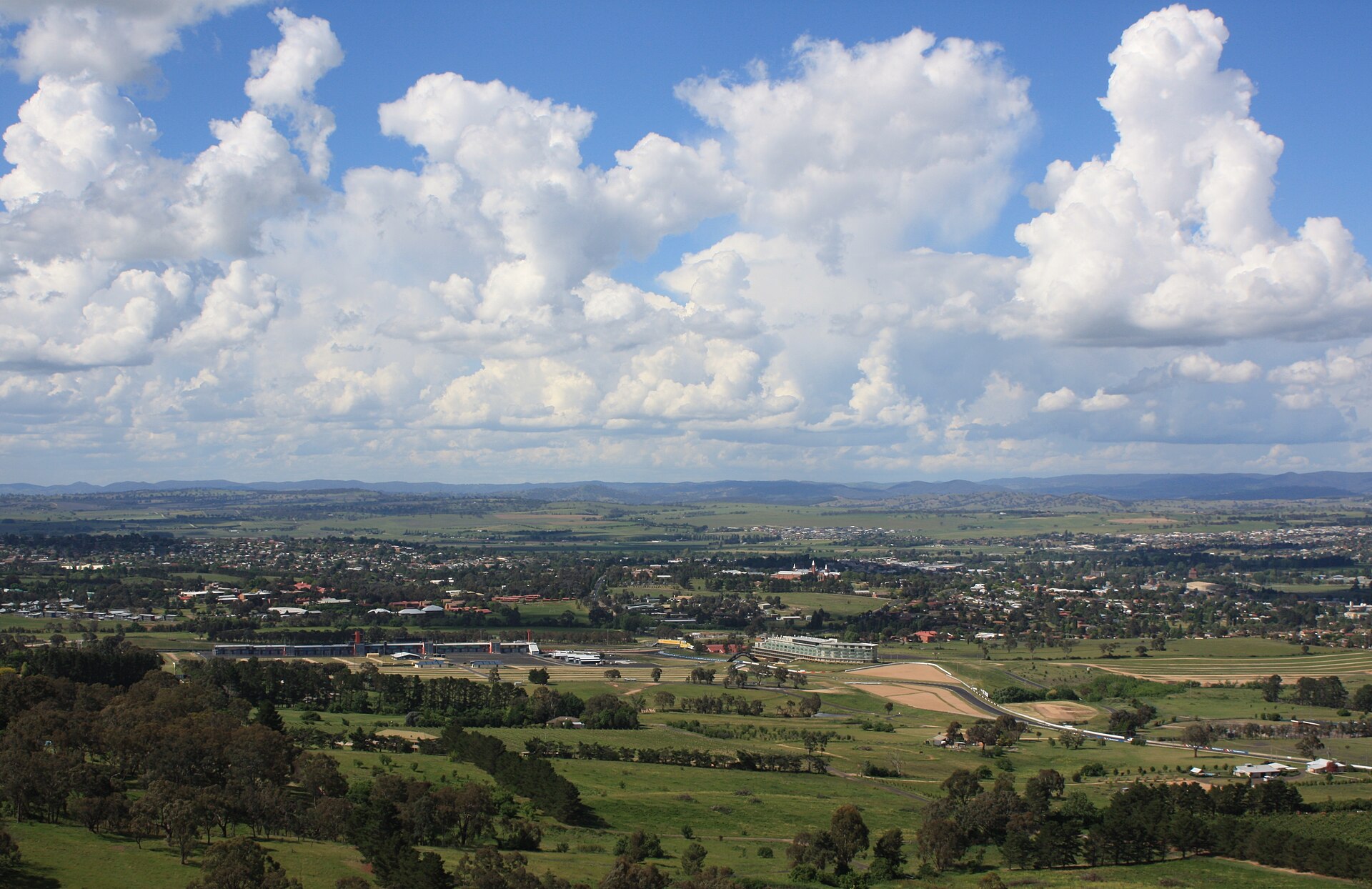 Panorama of Bathurst city, New south Wales, Australia. Looking east from Mount Panorama